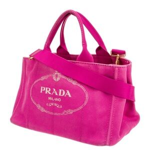 Prada Pink Medium Canapa Tote with Crossbody strap